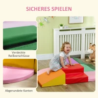 HOMCOM Schaumstoff Bausteine 6-tlg. Softbausteine Modulare Kinder Bausteinset mit Kunstleder-Optik für Kinder 1-3 Jahre Bunt(m-7)