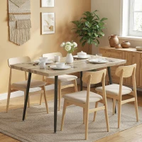 HOMCOM Esstisch für 4 Personen, 110 cm Nordischer Rechteckiger Küchentisch mit Stahlbeinen für Wohnzimmer und Esszimmer, Eiche(m-2)