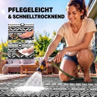 Outsunny Outdoor Teppich robuster Wetterfest Outdoorteppich, Carpet mit Boho-Style, Outdoor-Teppich für Wohnzimmer Balkon(m-5)