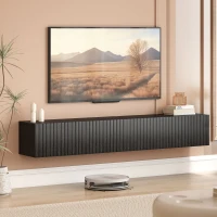 HOMCOM Meuble TV suspendu 140cm, meuble télé pour téléviseur 72 pouces, 2 portes rabattables, 140x25x22cm, noir(m-11)