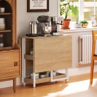 HOMCOM Klappbarer Esstisch im Industriedesign, für bis zu 4 Personen, offene Regale, flexibel, Metall, Spanplatte, Holzoptik Natur(m-4)