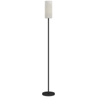 HOMCOM Staande Lamp, Linnenlook Kap, Metalen Stang, Voetschakelaar, Wit
