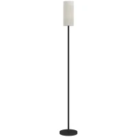 HOMCOM Staande Lamp, Linnenlook Kap, Metalen Stang, Voetschakelaar, Wit(m-1)