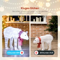 Outsunny 2-delige ijsbeerkerstdecoratie — 140 koelwitte LED's, waterdicht met timer, voor binnen en buiten(m-7)