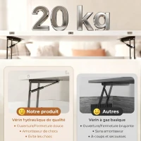 HOMCOM Table basse relevable et extensible table de salon avec compartiment caché étagère ouverte 100x45x50,5cm blanc(m-6)
