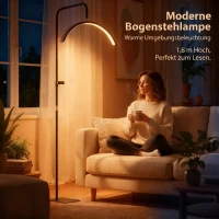 HOMCOM LED Halbmond Wimpern Lampe mit Telefonhalter 350° Drehbar Beauty-Ringlicht Warme Lampe mit Einstellbar Höhe(m-8)