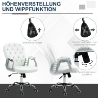 Vinsetto Bureaustoel, Ergonomische Bureaustoel met Armleuning, Gevoerde Rugleuning Wit(m-4)