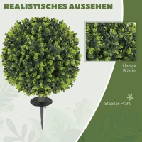 HOMCOM Set van 2 Kunstplanten, Kunstmatige Buxusbollen met Grondspies, voor Binnen en Buiten, UV-bestendig, Groen(m-4)