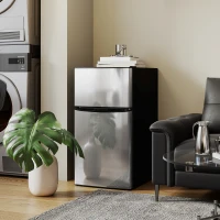 HOMCOM Réfrigérateur congélateur 88 L, petit réfrigérateur combiné avec portes réversibles et éclairage, 45,5x50x86,5cm, noir(m-10)