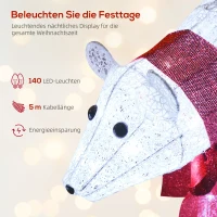 Outsunny 2-delige ijsbeerkerstdecoratie — 140 koelwitte LED's, waterdicht met timer, voor binnen en buiten(m-5)