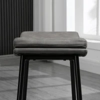 HOMCOM Set van 2 barstoelen, gepolsterde zitplaatsen, stalen frame, 120 kg draagvermogen, Grijs(m-7)