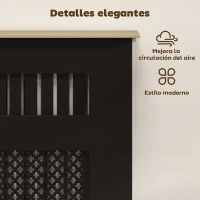 HOMCOM Cubre Radiadores 78x19x81 cm Cubierta para Radiador Diseño Moderno de Listones y Nido de Abeja Negro(m-4)