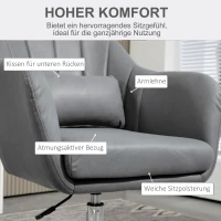 HOMCOM Draaistoel, in Hoogte Verstelbare Bureaustoel, Polyester, Metaal, 60 x 60 x 79-91 cm, Donkergrijs(m-6)