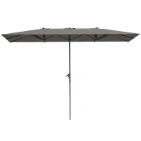 Outsunny Dubbelzijdige parasol, 451 x 264 cm parasol met kruksysteem, 12 metalen baleinen, aluminium mast, donkergrijs(m-9)
