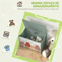ZONEKIZ Baú de Brinquedos Organizador de Brinquedos para Crianças de 3 a 8 Anos com Estampado em Animaos 60x37x39 cm Verde(m-6)