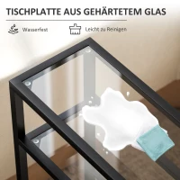 HOMCOM 3-laags rek met glazen platen, 18 cm breed, stalen frame, dwarsbalken, Zwart(m-4)