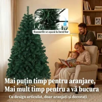 HOMCOM Brad Artificial de Crăciun 180 cm cu 700 Ramuri Ignifuge, Bază din Oțel,100x100x180 cm, Verde(m-6)