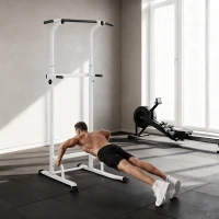 SPORTNOW Stazione Fitness con Barre per Dip e Trazioni, Altezza Regolabile 176.5-227 cm e Capacità 120 kg, Bianco(m-8)