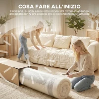 HOMCOM Divano da Salotto 3 Posti Minimal in Ciniglia color Crema con 3 Cuscini, 260x106x82 cm(m-6)