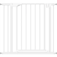 PawHut Barrière de Sécurité pour Chiens et Bébés 76 à 88 cm avec Extension, Fixation par Pression sans Perçage, 76 à 88 cm, Blanc(m-1)