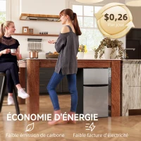 HOMCOM Réfrigérateur congélateur 88 L, petit réfrigérateur combiné avec portes réversibles et éclairage, 45,5x50x86,5cm, noir(m-7)