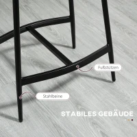 HOMCOM Set van 2 barstoelen, gepolsterde zitplaatsen, stalen frame, 120 kg draagvermogen, Grijs(m-6)