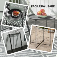 Outsunny Mesa de Jardín Redonda con Bandeja Extraíble Patas Ajustables y Acabado en Acero para Exterior Ø46x50 cm Negro(m-4)