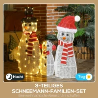 Outsunny Sneeuwmannenfamilie, 148 LEDs, Kerstverlichting, Weerbestendig, Glanzend, Wit(m-4)