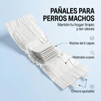PawHut Pañales Desechables para Perros Machos 48 Unidades Súper Absorbentes Antifugas para Cachorros Talla M(m-4)