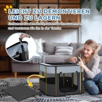 PawHut Spielgehege für Haustiere, faltbar, mit Aufbewahrungstasche, für Welpen und Kätzchen, drinnen und draußen, Grau(m-6)