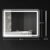 HOMCOM Oglindă Baie Anti-aburire Con Lumină Led E Difuzor Bluetooth 80x60 cm(m-3)