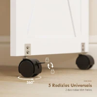 HOMCOM Mesa para Máquina de Costura Dobrável com Porta Magnética, 2 Compartimentos, Prateleira, 18 Suportes para Linhas, 5 Rodas, Branco(m-7)