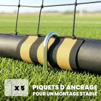 SPORTNOW But de Football avec Mousse de Protection, 5 Piquets de Sol et Filet en PE, 180x60x120cm, Jaune(m-6)