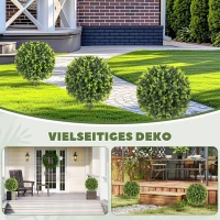 HOMCOM Set van 2 Kunstplanten, Kunstmatige Buxusbollen met Grondspies, voor Binnen en Buiten, UV-bestendig, Groen(m-6)