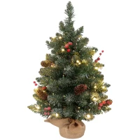 HOMCOM Kunstkerstboom met 86 Takken, 50 Warmwitte LED's, Besneeuwde Punten, Brandvertragend, 0,6 m(m-1)