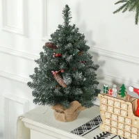 HOMCOM Kunstkerstboom met 86 Takken, 50 Warmwitte LED's, Besneeuwde Punten, Brandvertragend, 0,6 m(m-8)