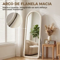 HOMCOM Espelho de Corpo Inteiro 160x60 cm com Moldura em Arco Aveludada, de Pé, Apoiado ou de Parede, Creme(m-4)