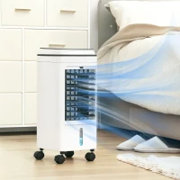 HOMCOM Ventilator, Luchtkoeler en Klimaatunit, 3 Modi, Afstandsbediening, Timer, Op Wielen, Wit(m-2)