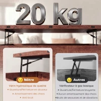 HOMCOM Table basse relevable et extensible table de salon avec compartiment caché étagère ouverte 100x45x50,5cm brun rustique(m-6)