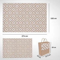 Outsunny Tapete de Exterior 182x274 cm Reversível com Desenho Geomátrico  para Varanda Pátio Campismo Prais Branco e Castanho(m-3)
