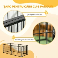 Pawhut tarc Animale – 6 Panouri Reglabile pentru Joaca & Exercitii(m-7)