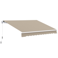 Outsunny Gelenkarmmarkise Verstellbare Klemmmarkise Terrassenmarkise 3,95 x 3m Sonnenschutz mit Kurbel, Balkonmarkise, Beige