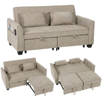 HOMCOM Canapé Convertible 2 Places 4 en 1, Canapé-Lit d'Angle en Chenille 167cm, Dossier Réglable, Assise Large, Marron(m-17)