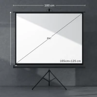 HOMCOM Projektionsleinwand im 4:3-Format, Kinoleinwand, Präsentationsfläche für Zuhause oder Büro, Schwarz(m-3)