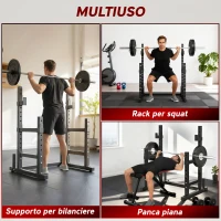 SPORTNOW Porta Bilanciere Regolabile a 2 Livelli con Porta Dischi, in Acciaio, 110x91x145 cm, Nero(m-4)