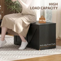 HOMCOM 100L Home Storage Box, with Safety Hinge - Black Wood-Effect(m-7)