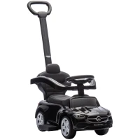 AIYAPLAY 2 in 1 Baby Ride on Push Car Mercedes-Benz C-Class Licensed Walker Foot to Floor Push-Along with Removable Handle, Black(m-1)
