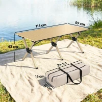 Outsunny 4ft Folding Camping Table, Waterproof Picnic Table with Roll Up Top, Carrying Bag and Metal Frame, Dark Brown(m-3)