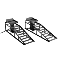 HOMCOM 2 Rampe Hidraulice Auto, Portanță 3T, Înălțime 23-32.5cm, Negru(m-1)