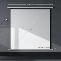 HOMCOM Telo Proiettore Motorizzato da 120" con Telecomando, in Plastica e Metallo, 236.5x8x236.5 cm, Bianco(m-3)